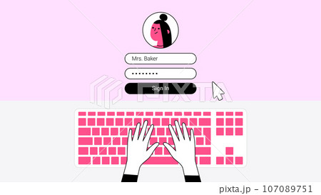 Female Hands Typing on Keyboard Vector Illustration Female Hands Typing on Keyboard Vector Illustration 107089751