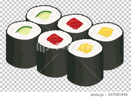 Sushi_Hosomaki_Kappamaki, Tekkamaki, Takuanmaki 107091946