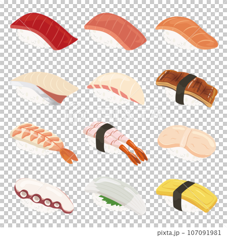 寿司_にぎり寿司いろいろ 107091981