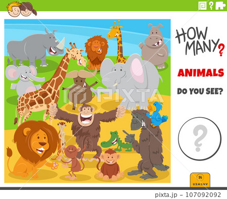 counting cartoon wild animals educational game counting cartoon wild animals educational game 107092092