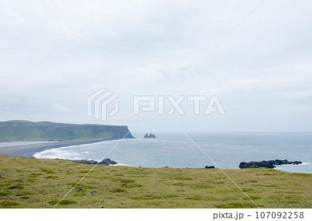 Reynisfjara lava beach view, south Iceland landscape Reynisfjara lava beach view, south Iceland landscape 107092258