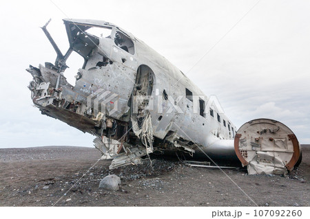 Solheimasandur plane wreck view. South Iceland landmark 107092260
