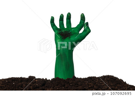 PNG, zombie hands sticking out of the ground, isolated on white background. PNG, zombie hands sticking out of the ground, isolated on white background. 107092695