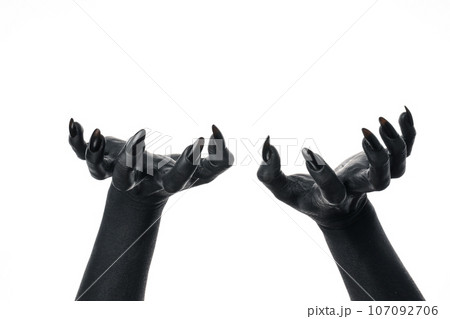 PNG, black painted hands, isolated on white background. 107092706