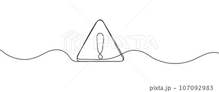 Blank traffic label with exclamation point in continuous line style. Warning, caution, attention, stop banners are shown for transport. Blank traffic label with exclamation point in continuous line style. Warning, caution, attention, stop banners are shown for transport. 107092983