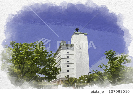 水彩画風　倉敷市役所　岡山県倉敷市 107095010