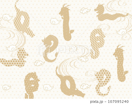 龍と和柄のイラスト素材 [107095240] - PIXTA