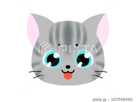 アメリカンショートヘア かわいい猫の顔アイコン アメリカンショートヘア かわいい猫の顔アイコン 107096080