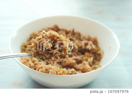 bulgur rice with tomato on a plate , 107097976