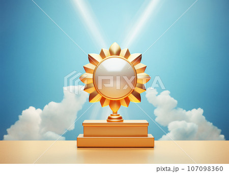 Toy Sun shaped award with clouds. Winning reward Toy Sun shaped award with clouds. Winning reward 107098360