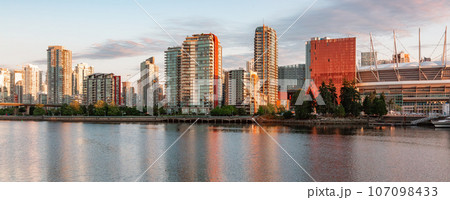 False Creek in downtown Vancouver, British Columbia, Canada. Panorama. Sunrise False Creek in downtown Vancouver, British Columbia, Canada. Panorama. Sunrise 107098433
