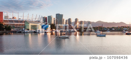 False Creek in downtown Vancouver, British Columbia, Canada. Panorama. Sunrise False Creek in downtown Vancouver, British Columbia, Canada. Panorama. Sunrise 107098436