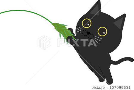 ねこじゃらしで遊ぶ猫のイラスト 107099651