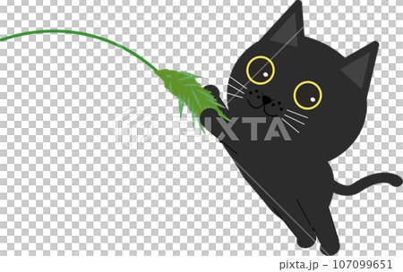 ねこじゃらしで遊ぶ猫のイラスト 107099651