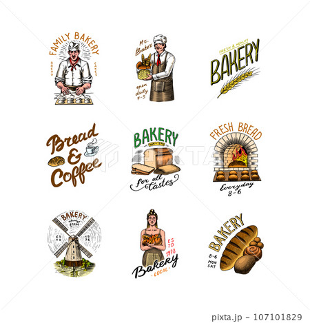 Bread, long loaf or baguette. Engraved hand drawn in old sketch and vintage style for label, logo Bread, long loaf or baguette. Engraved hand drawn in old sketch and vintage style for label, logo 107101829