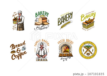 Bread, long loaf or baguette. Engraved hand drawn in old sketch and vintage style for label, logo Bread, long loaf or baguette. Engraved hand drawn in old sketch and vintage style for label, logo 107101835