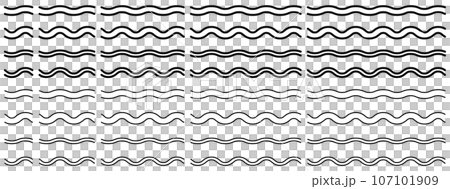 省略波線のモノクロのベクターイラストセット 省略波線のモノクロのベクターイラストセット 107101909