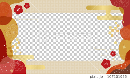 Red and gold Japanese style frame vector material perfect for New Year's cards 107101936