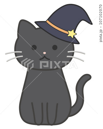 魔女の帽子を被った猫のイラスト素材 [107102070] - PIXTA