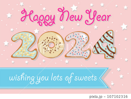 Delightful Donut-Themed New Year Greeting 107102316