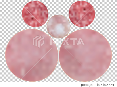 Two slices of "salami", two slices of "ham" and one slice of "sausage" 107102774