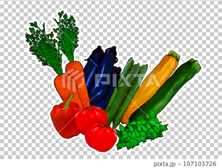 綠色和黃色蔬菜的插圖素材 107103726