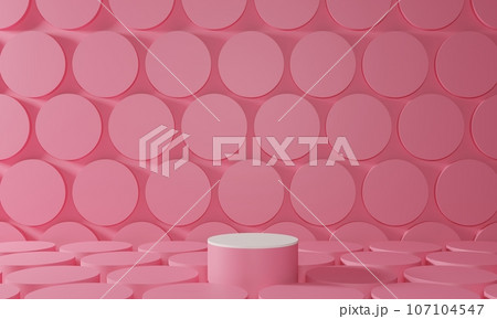 pink showcase with neon light in the pink room.3d rendering. pink showcase with neon light in the pink room.3d rendering. 107104547