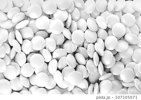 碁石や薬のような沢山の敷き詰められた3Dオブジェクト 碁石や薬のような沢山の敷き詰められた3Dオブジェクト 107105071