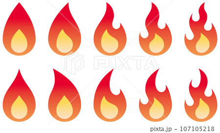 シンプルな炎、火のベクターイラストセット 107105218