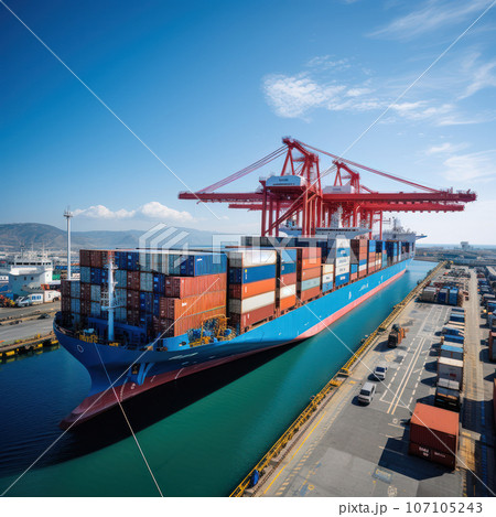 Loading containers on a cargo ship Loading containers on a cargo ship 107105243