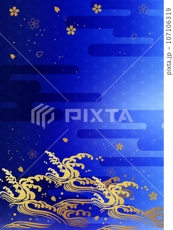 金箔波模様背景1806 107106319