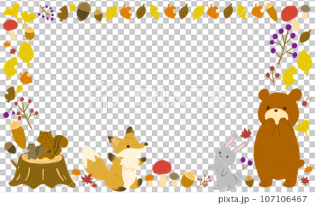 Autumn frame of cute animals Autumn frame of cute animals 107106467
