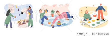 Game together. Family fun. Friendship time. Vector illustration. Engaging in game with loved ones fosters sense of belonging and unity People playing games together experience moments of shared Game together. Family fun. Friendship time. Vector illustration. Engaging in game with loved ones fosters sense of belonging and unity People playing games together experience moments of shared 107106550