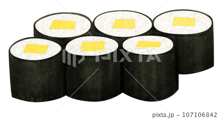 和食　寿司　巻き寿司　細巻き　海苔巻き　たまご 卵 107106842