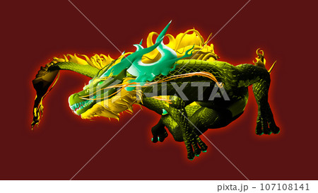 干支の3D辰がひねりながら大きく飛び出す 107108141