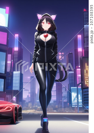 Anime girl in a dark dress AI generated image - Stock Illustration  [98559085] - PIXTA