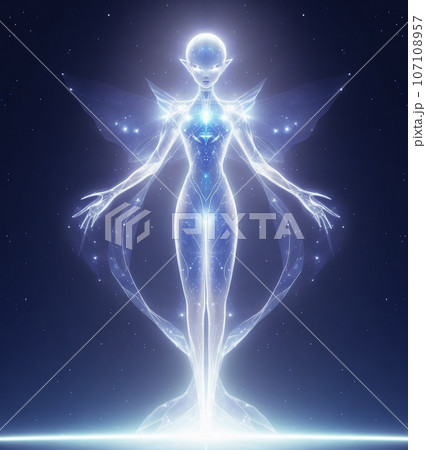 美しい地球外生命体 宇宙人 のイラスト アート（AI生成画像）の