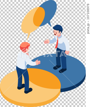 Isometric Business People Talking and Thinking Overlaps to Each Other 107108978
