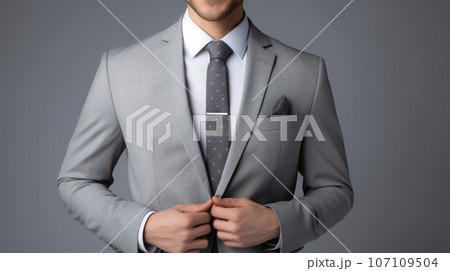 cool man wearing suit on the gray background cool man wearing suit on the gray background 107109504