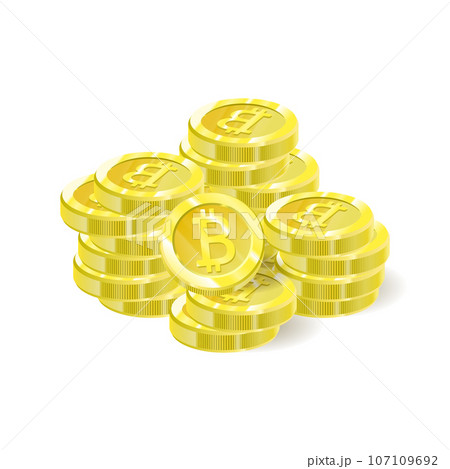 Bitcoins, a stack of isolation coins. Digital future Crypto currency, mining, electronic payments. Vector illustration 107109692