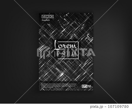 Brochure cover design postcard isolated. 2d background motion objects futuristic. Poster, flyer, poster, business card and other your projects. Vector Illustration 107109780