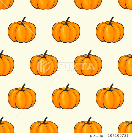 Pumpkin isolated seamless wallpaper pattern wrap cartoon style. Vector illustration on Autumn and Celebration for Thanksgiving for your projects Pumpkin isolated seamless wallpaper pattern wrap cartoon style. Vector illustration on Autumn and Celebration for Thanksgiving for your projects 107109781