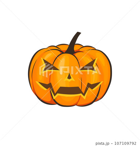 Halloween is isolated with a terrible pumpkin in a cartoon style on a white background. Vector Illustration on Halloween Celebration for your projects 107109792