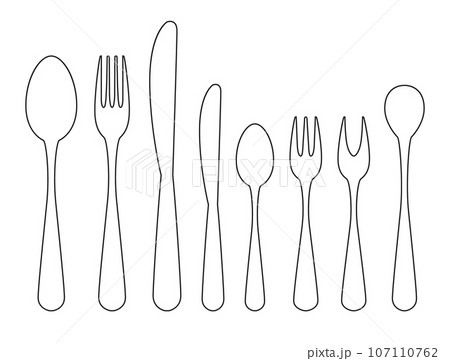 Cutlery set icons fork spoon usual than Vector Illustration 107110762