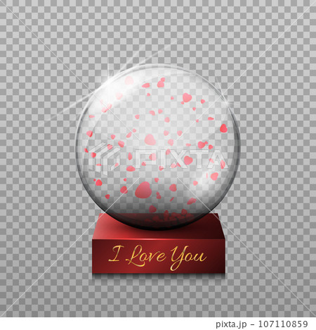 Gift on Valentine's Day, a transparent glass ball isolated vecto Gift on Valentine's Day, a transparent glass ball isolated vecto 107110859