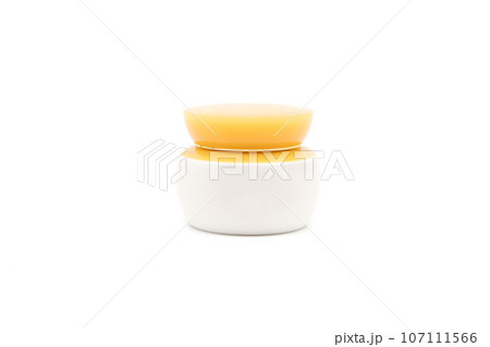 Plastic lotion or cream container, isolated on white background 107111566