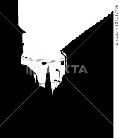 Narrow street of the old city. Vector drawing Narrow street of the old city. Vector drawing 107112766