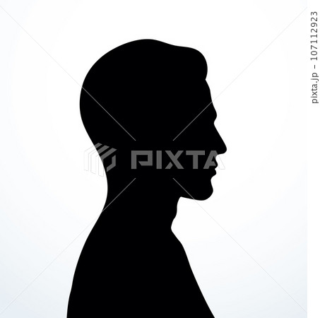 Vector image of the person. Closeup side view 107112923