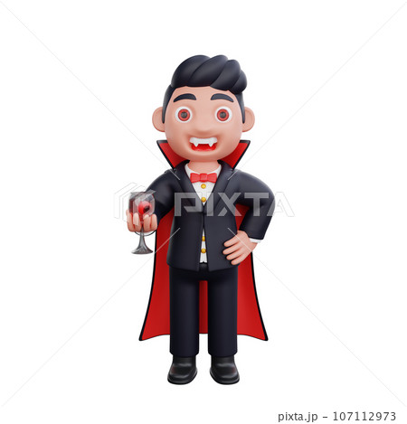 3d cute Vampire drinking wine halloween design 107112973