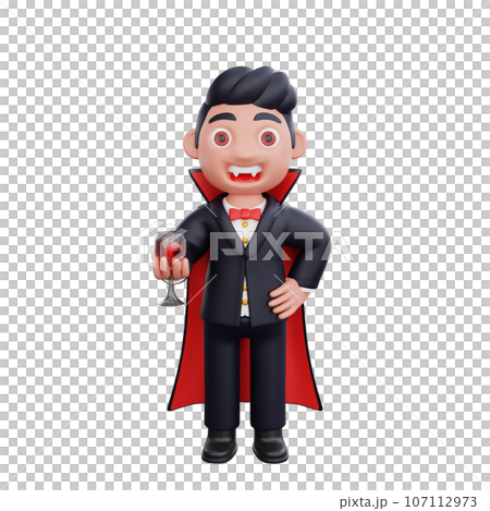 3d cute Vampire drinking wine halloween design 107112973